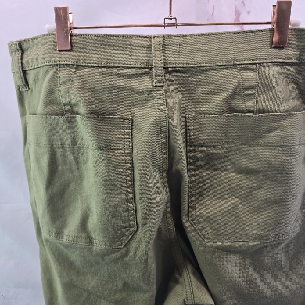 Quince Jeans Womens 32 Green High Rise Wide Leg Crop Pants Twill Olive - Picture 6 of 13